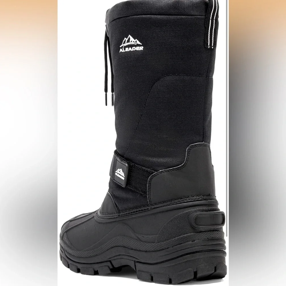 ALEADER Winter Boots For Men, Waterproof Snow Boots Hiking Shoes Black 12/731